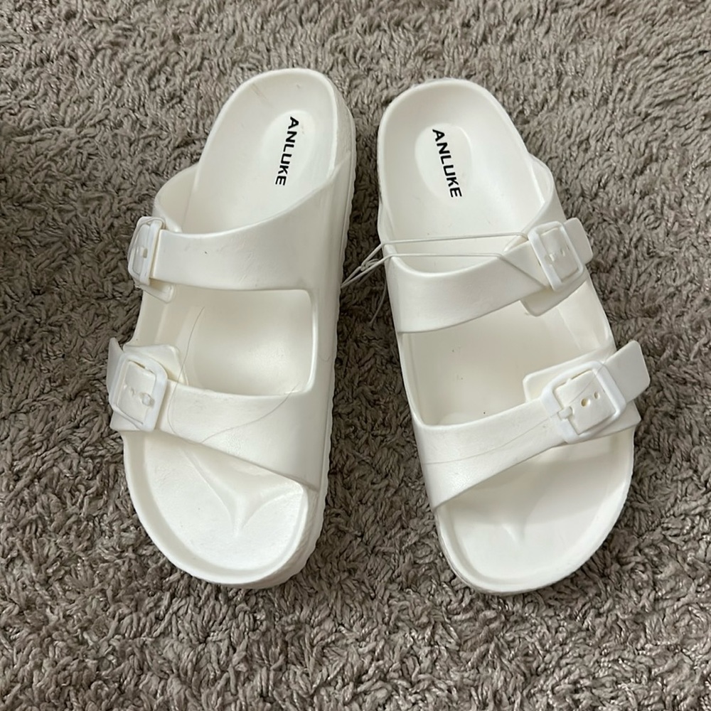 white sandals